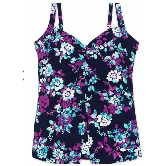 Lands End Floral Tankini Tank Top Swim Womens Size 18D (511) - Picture 2 of 7